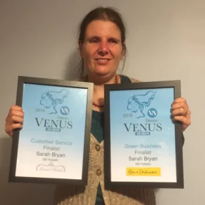 Collecting my two certificates from the 2016 Devon Venus Awards